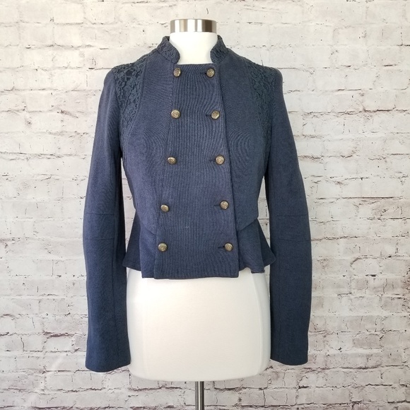 Free People Jackets & Blazers - We the Free Knit & Lace Cropped Military Blazer